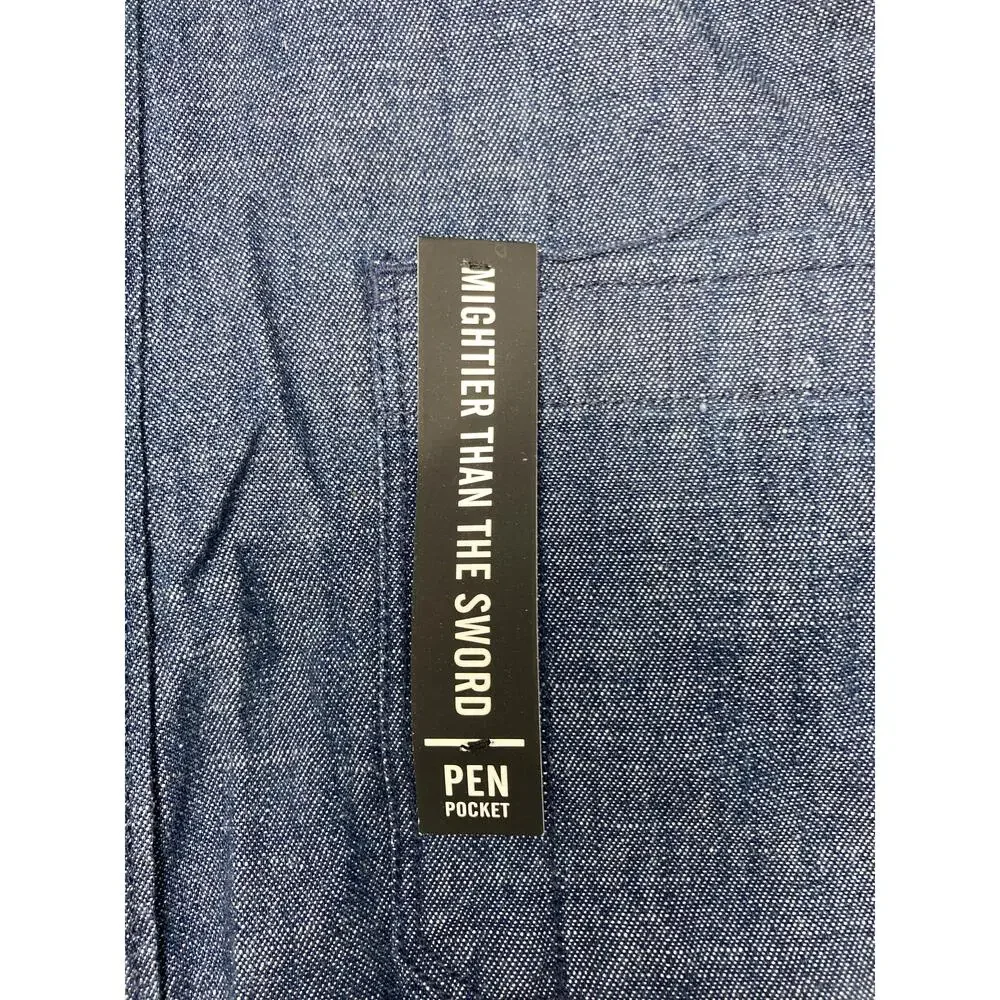 Kenneth Cole Slim-Fit Organic Stretch Denim Shirt‎ Sz M - Picture 10 of 14